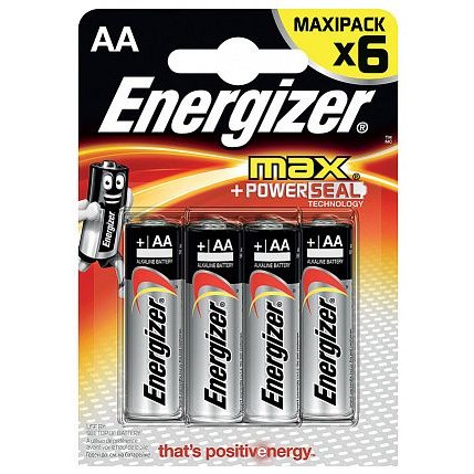 Батарейки Energizer MAX E91/AA 1.5V, упаковка 6 шт., 6 мл.