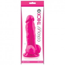 Толстый фаллоимитатор Colours Pleasures «Thick 5 дюймов Dildo - Pink», на присоске, цвет розовый, NSN-0405-34, длина 18.29 см., со скидкой