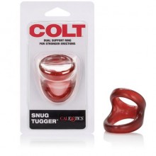 Двойное эрекционное кольцо «COLT Snug Tugger» от компании California Exotic Novelties, цвет красный, SE-6845-11-2, бренд CalExotics, длина 9 см., со скидкой