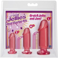 Crystal Jellies «Anal Trainer Kit» розовый набор из трех анальных стимуляторов, бренд Doc Johnson, длина 8 см., со скидкой