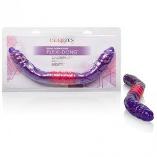 Двойной фаллос «Dual Vibrating Flexi-Dong - Purple» с вибрацией, цвет фиолетовый, California Exotic Novelties SE-0381-14-2, бренд CalExotics, из материала ПВХ, длина 38 см., со скидкой