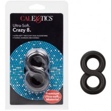 Двойное эрекционное кольцо «Ultra-Soft Crazy 8» от компании California Exotic Novelties, цвет черный, SE-1369-11-2, длина 7.5 см.