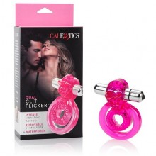 Эрекционное кольцо «Dual Clit Flicker» с двойной стимуляцией и съемной вибропулей, цвет розовый, California Exotic Novelties SE-1801-30-3, бренд CalExotics, диаметр 6 см.