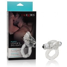 Эрекционное кольцо «Nubby Lovers Delight» со съемной вибропулей, цвет прозрачный, California Exotic Novelties SE-1808-20-3, бренд CalExotics, длина 7.5 см., со скидкой