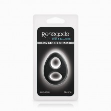 Эрекционное кольцо с двумя отверстиями «Romeo Soft Ring - Black» из коллекции Renegade от NS Novelties, цвет черный, NSN-1113-13, из материала Силикон, длина 6.4 см., со скидкой