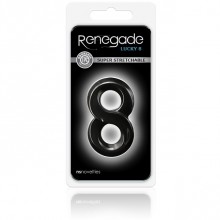 Эрекционное кольцо с подхватом мошонки Renegade - «Lucky 8 - Black», цвет черный, NS Novelties NSN-1111-43, длина 7.5 см.