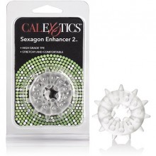 Стимулирующее эрекционное кольцо «Sexagon Enhancer 2», цвет прозрачный, California Exotic Novelties SE-1398-20-2, бренд CalExotics, из материала TPE, со скидкой