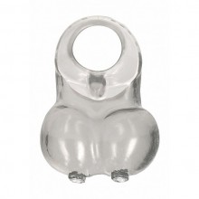 Эрекционное кольцо SONO «№73 Soft Squeeze Scrotum Ring Translucent» с мешочком для для мошонки, цвет прозрачный, Shots Media SH-SON073TRA, из материала TPE, диаметр 4.5 см.