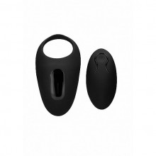 Эрекционное кольцо SONO «№74 Black» с вибрацией, цвет черный, Shots Media SH-SON074BLK, длина 9 см.