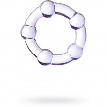 Плотное силиконовое эрекционное кольцо на член с бусинами, цвет фиолетовый, ToyFa A-Toys 768016, цвет прозрачный, диаметр 3.3 см.