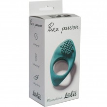 Эрекционное кольцо с широким клиторальным вибростимулятором и рельефом в виде волн «Moonshine» из коллекции Pure Passion, цвет бирюзовый, Lola Toys 1301-03lola, бренд Lola Games, длина 8 см.