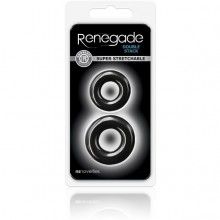 Широкие эрекционные кольца Renegade - «Double Stack - Black», цвет черный, NS Novelties NSN-1111-73, диаметр 1.9 см., со скидкой