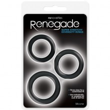 Набор эрекционных колец Renegade - «Diversity Rings - Black», цвет черный, NS Novelties NSN-1116-43, диаметр 4 см.