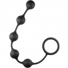 Анальная цепочка Back Door Black Edition «Classic Anal Beads» на силиконовой сцепке с кольцом, цвет черный, Lola Toys 4222-01Lola, длина 31.5 см.