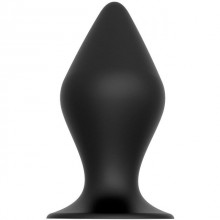 Широкая анальная пробка конусной формы из силикона «Plug With Suction Cup» с присоской, цвет черный, Dream Toys 21464, длина 11 см.