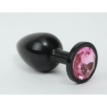 Классическая анальная пробка с розовым стразом, цвет черный, 47412, бренд 4sexdream, длина 7.1 см.