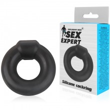 Плотное толстое силиконовое кольцо на член, цвет черный, Sex Expert sem-55152, длина 5 см.