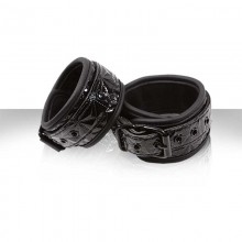 Sinful «Wrist Cuffs Black» наручники из лаковой тесненной кожи, NSN-1223-13, из материала Винил, диаметр 12.06 см., со скидкой