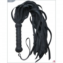 Кожаная плеть с ручкой из 35 хвостов, цвет черный, Подиум Р195, бренд Фетиш компани, длина 50 см.