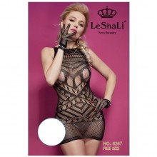 Эротическое платье с перчатками в комплекте, цвет черный, размер OS, LeShaLi DJ6247B, One Size (Р 42-48)