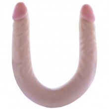 Гибкий реалистичный двухсторонний фаллоимитатор из киберкожи, цвет телесный, Биоклон 947100, длина 42.6 см.