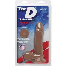 Фаллоимитатор на присоске «The D - Perfect D 7 - Caramel» от компании Doc Johnson, длина 17.8 см.