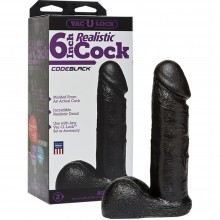 Фаллоимитатор-насадка Vac-U-Lock 6inch Realictic Cock, из ПВХ, Doc Johnson 1016-06 BX DJ, цвет Черный, длина 17.53 см.