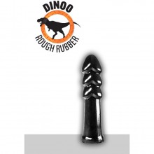 Рельефный зоофаллоимитатор динозавра Dinoo Rough Rubber «T-rex», цвет черный, O-Products 115-RR01, из материала ПВХ, длина 24 см.