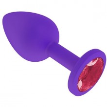 Анальная втулка из силикона с малиновым кристаллом, цвет фиолетовый, Джага-Джага 519-02 crimson-DD, длина 7.3 см.