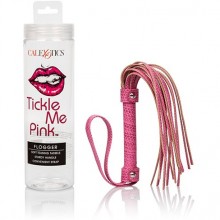 Многохвостая гладкая плеть «Tickle Me Pink» с плетеной ручкой, длина 45.8 см.