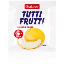 Съедобный гель-лубрикант «Tutti-Frutti Сочная Дыня» из серии OraLove, одноразовая упаковка, 4 гр, Биоритм lb-30014t, из материала водная основа, 4 мл.