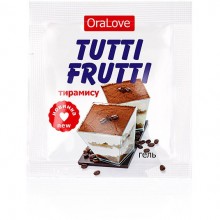 Съедобная гель-смазка «Tutti Frutti OraLove» для орального секса со вкусом тирамису, одноразовая упаковка 4 мл, Биоритм LB-30016t, из материала водная основа, 4 мл.
