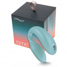 Вибратор для двоих We-Vibe «Sync Aqua» на радиоуправлении, цвет голубой, длина 7.5 см., со скидкой