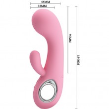 Женский вибромассажер «Chris» с клиторальным стимулятором из серии Pretty Love от Baile, цвет розовый, bi-014507-1, из материала силикон, длина 15.4 см.