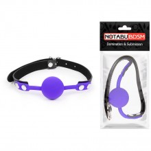 Фиолетовый кляп из силикона на черных ремешках, Notabu NTB-80539