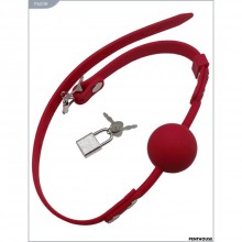 Силиконовый кляп с фиксацией, цвет красный, PentHouse P6011R, диаметр 4 см.