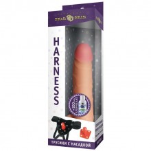 Трусики с насадкой из киберкожи «Harness №76» с лубрикантом в комплекте, цвет телесный, Джага-Джага 3903-76 BX DD, коллекция Vac-U-Lock, длина 18 см.