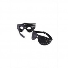 Кожаная маска с отстегивающимися шорами с велюровой отделкой, цвет черный, размер OS, Le Frivole Costumes 04886, One Size (Р 42-48), со скидкой