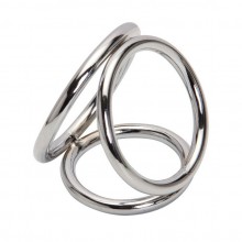 Тройное металлическое эрекционное кольцо, цвет серебристый, Penthouse P3122M, со скидкой