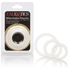 Комплект эрекционных колец White Rubber Ring Set, цвет белый, CalExotics SE-1407-09-2, диаметр 4 см.