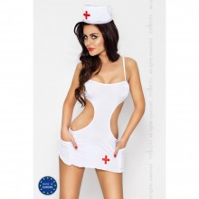 Костюм соблазнительницы-медсестры «Akkie» для ролевых интимных игр, цвет белый, размер XXL/XXXL, Passion Akkie set