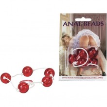 Анальные шарики «Clear Anal Beads Large», цвет красный, Gopaldas 135L-CRD-BCDSC, из материала Пластик АБС, диаметр 2 см.