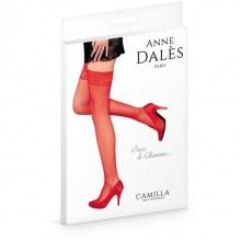 Красные ажурные чулки на силиконовой резинке «Hold-up Stocking Camilla T1 Rouge», бренд Sas Editions Concorde, из материала Нейлон