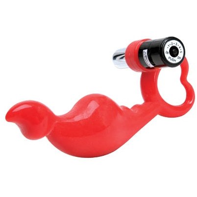 Силиконовый стимулятор с вибропулей на ручке «Little Devil» для анальной или вагинальной стимуляции, цвет красный, Dream Toys 20198, длина 10 см.