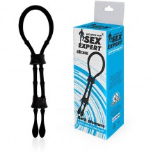 Плотное лассо-утяжка на пенис, цвет черный, Sex Expert sem-55155