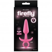 Светящаяся в темноте маленькая анальная пробка из силикона с удобным кольцом Firefly «Prince Small», цвет розовый, NS Novelties NSN-0476-14, коллекция Firefly Pleasure, длина 10.9 см.