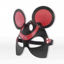 БДСМ маска с ушками на ремешках, цвет красный, размер OS, СК-Визит 3188-1, из материала кожа, длина 25 см.
