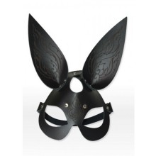 Кожаная БДСМ маска «Зайка», цвет черный, размер OS, СК-Визит 3186-1G, One Size (Р 42-48)