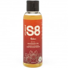 Массажное масло «S8 Massage Oil Relax Green Tea & Lilac Blossom» с ароматом зеленого чая и сирени, объем 125 мл, Stimul8 STEM97415, 125 мл.