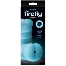 Светящийся в темноте мастурбатор-анус для мужчин из мягкого силикона Firefly «Dat Ass», цвет голубой, NS Novelties NSN-0486-27, коллекция Firefly Pleasure, длина 14.7 см.